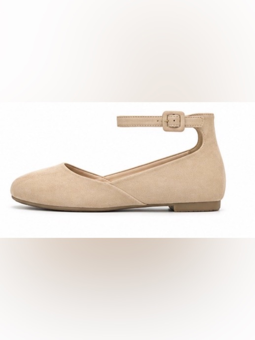 Beige Dream Pairs Suede Ankle-Strap mini wedge- Women